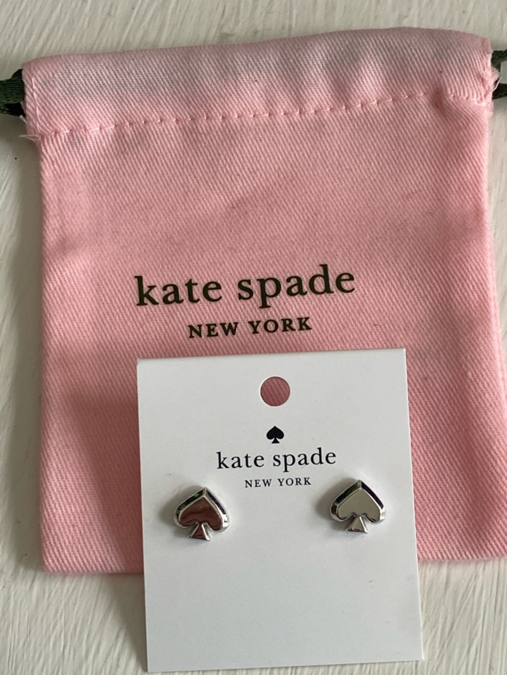 Kate Spade Silver Everyday Spade Stud Earrings with Dust Bag